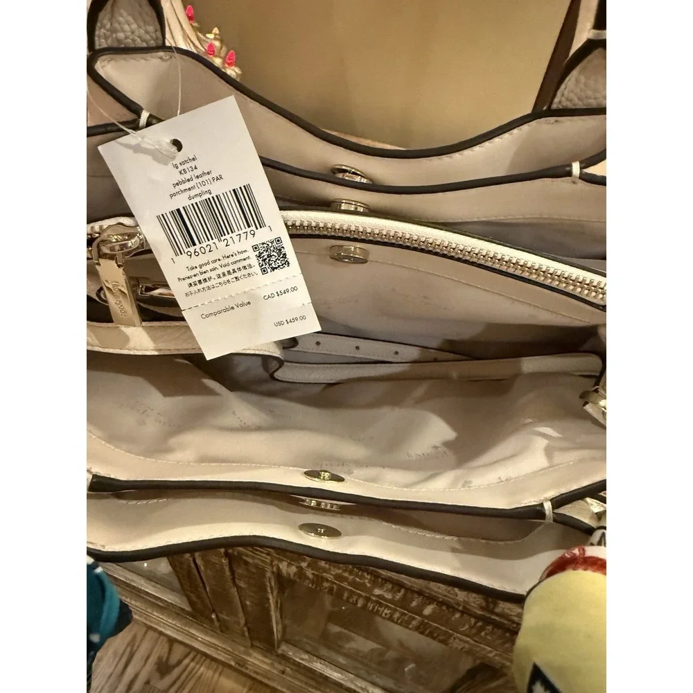 NWT Kate‎ Spade Dumpling Leather Large Satchel Bag Parchment Crossbody 459$